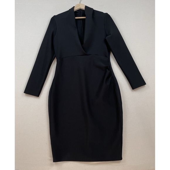 Black Bodycon Bandage Women's Dress Cocktail Classic Size 8 (S/M) Deep V Sexy - Picture 16 of 16